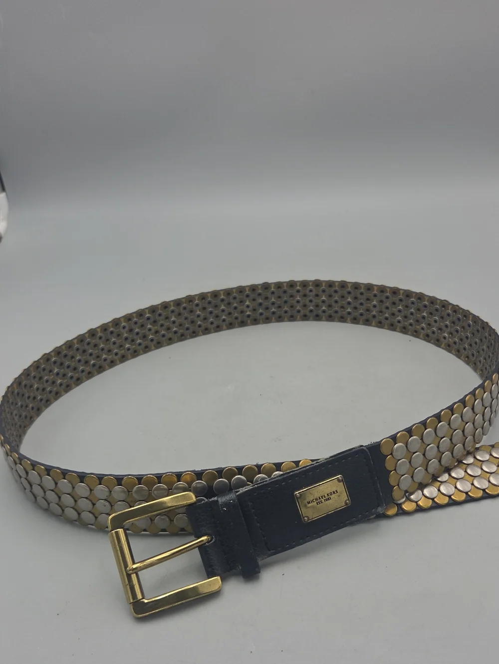 MK Belt MICHAEL KORS Heavily Studded Leather Belt Women Large